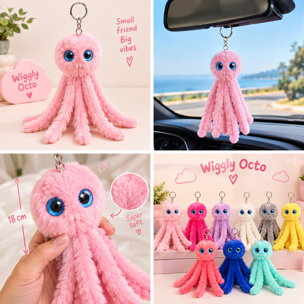 Wiggly Octo™ – Cute Plush Car Buddy 🐙