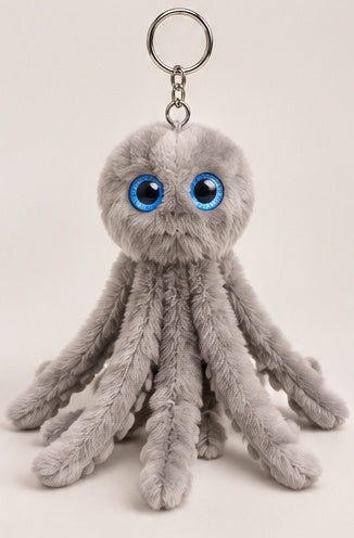 Wiggly Octo™ – Gray Plush Car Buddy 🐙